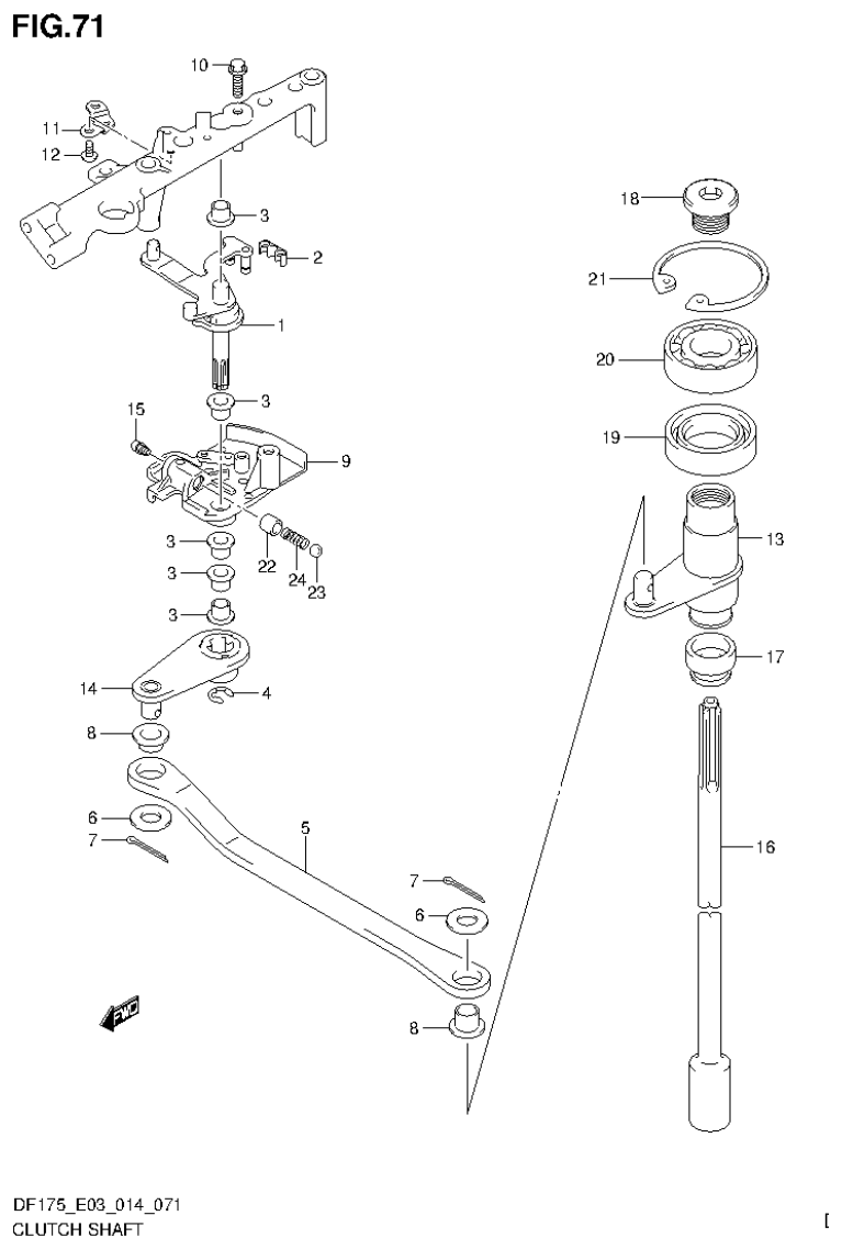 Suzuki DF175ZG CLUTCH SHAFT (DF150T E03) parts diagram